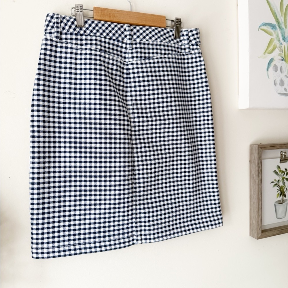 Talbots Navy and White Gingham Denim A-Line Skirt Size 2 Preppy Casual Coastal - Picture 8 of 12